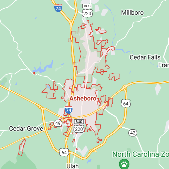 map of Asheboro North Carolina