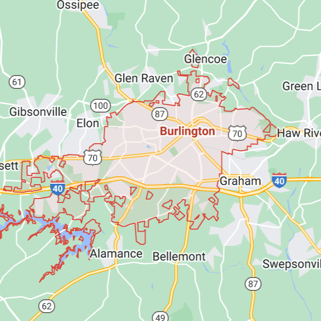 map of Burlington North Carolina