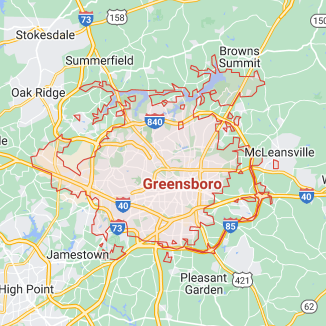 map of Greensboro, North Carolina