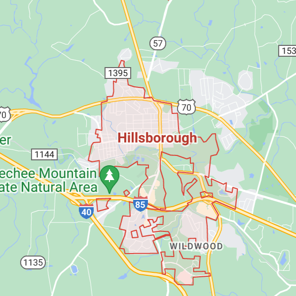 map of Hillsborough North Carolina
