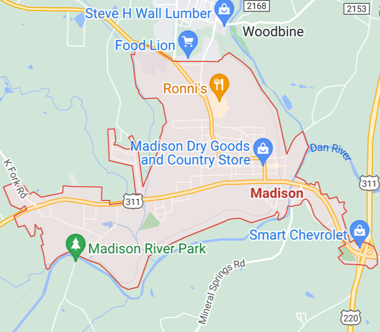map of Madison North Carolina