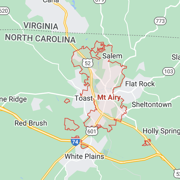 map of Mount Airy North Carolina