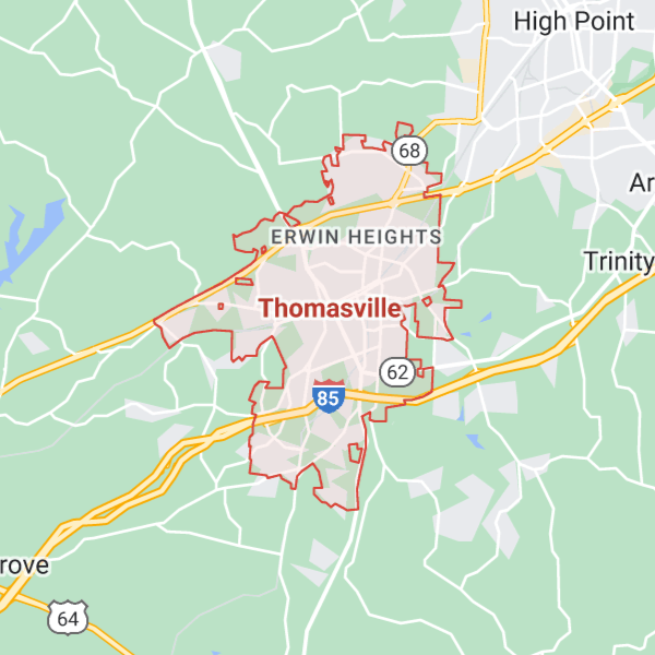 map of Thomasville North Carolina