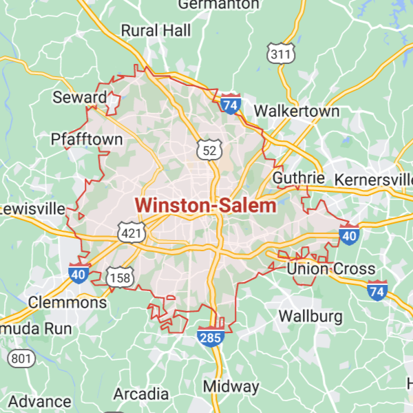 map of Winston-Salem North Carolina
